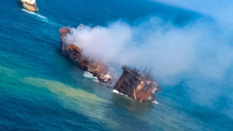 Fears of environmental disaster as oil-laden ship sinks off Sri Lanka