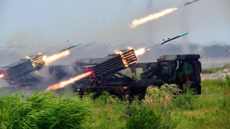 During a live-fire drill in Taiwan, the Thunderbolt Rocket System explodes.
