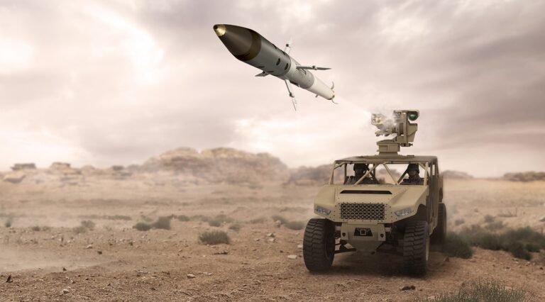 Laser-guided rockets are fired by a robotic combat vehicle from BAE Systems.
